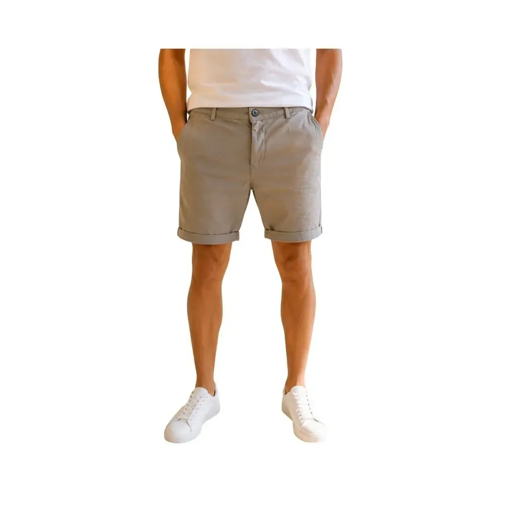 ICON Amsterdam Shorts Mens Size 34 Gray Chino Shorts Cuffed Stretch Preppy EUC